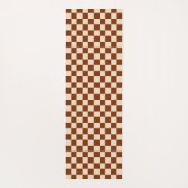 Rust brown and beige checkerboard pattern yogamat (Achterkant)