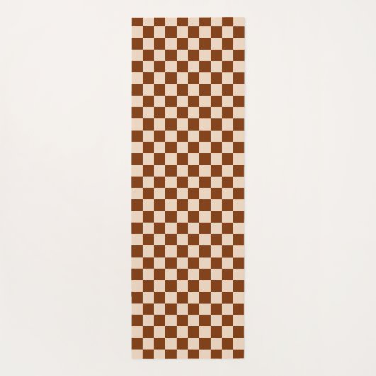 Rust brown and beige checkerboard pattern yogamat (Achterkant)