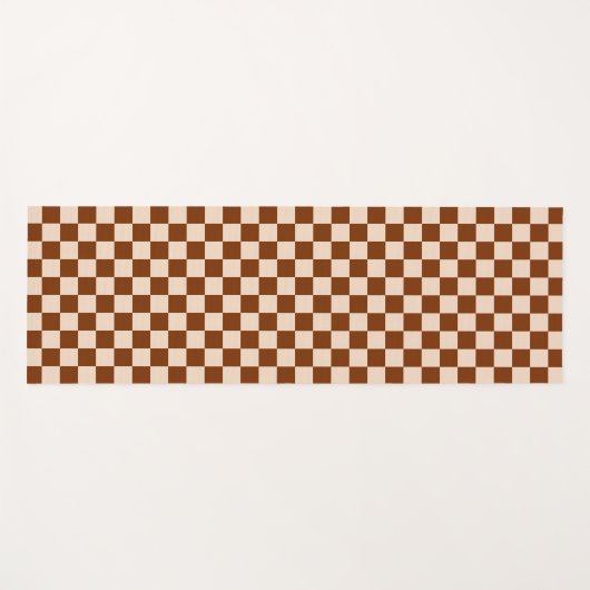 Rust brown and beige checkerboard pattern yogamat (Voorkant (horizontaal))