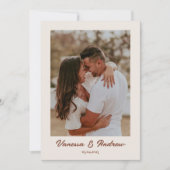 Rust Brown Boho minimalistische foto bruiloft Kaart (Voorkant)