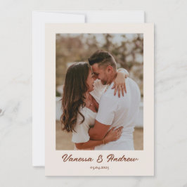 Rust Brown Boho minimalistische foto bruiloft Kaart