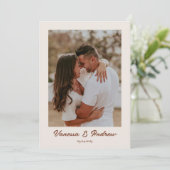 Rust Brown Boho minimalistische foto bruiloft Kaart (Staand voorkant)