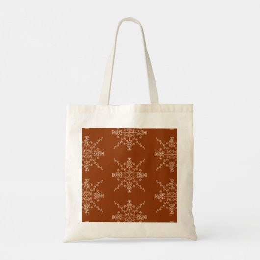 Rust Brown Indian Boho Line Art Pattern Design Tote Bag (Achterkant)