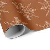Rust Brown Indian Boho Line Art Symmetry Pattern Cadeaupapier (Rol Hoek)