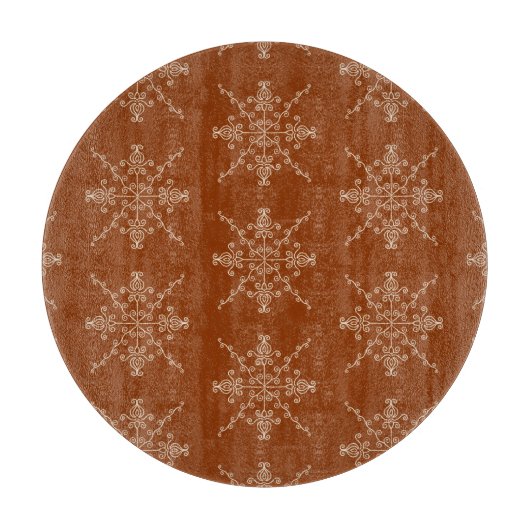 Rust Brown Indian Boho Line Art Symmetry Pattern Snijplank (Voorkant)