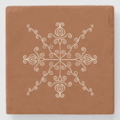 Rust Brown Indian Boho Line Art Symmetry Pattern Stenen Onderzetter (Voorkant)
