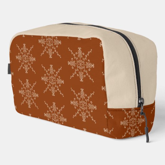 Rust Brown Indian Boho Line Art Symmetry Pattern Toilettasje (Rechterhoek)