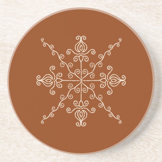 Rust Brown Indian Boho Line Art Symmetry Pattern Zandsteen Onderzetter (Voorkant)