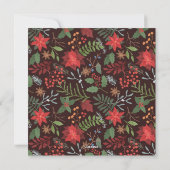 Rust Brown Merriest Kerstmis Floral Pattern Feestdagenkaart (Achterkant)