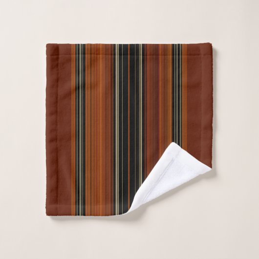 Rust Brown Modern Stripes Bad Handdoek (Wasdoekje)