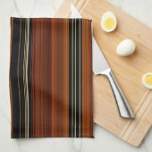 Rust Brown Modern Stripes Theedoek (Quarter Fold)