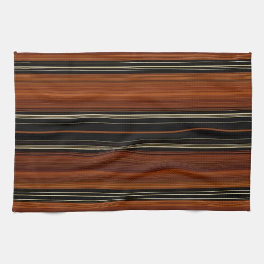 Rust Brown Modern Stripes Theedoek (Horizontaal)