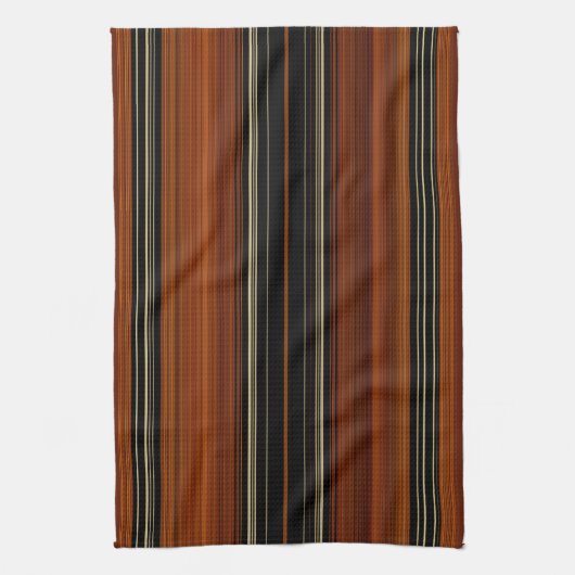 Rust Brown Modern Stripes Theedoek (Verticaal)