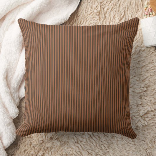 Rust Brown Oranje Ticking Stripe Kussen (Deken)