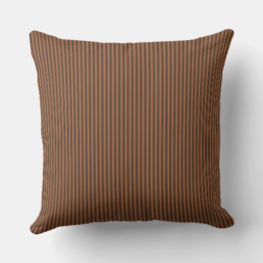 Rust Brown Oranje Ticking Stripe Kussen (Achterkant)