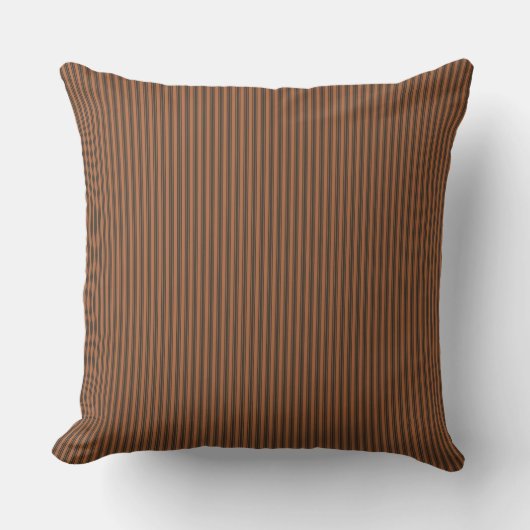 Rust Brown Oranje Ticking Stripe Kussen (Voorkant)