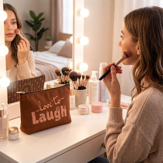 Rust Brown & Peach Large Text With Flowers Etui