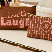 Rust Brown & Peach Large Text With Flowers Etui