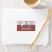 Rust Brown & Pearl Bow Adreslabel Etiket (Insitu)