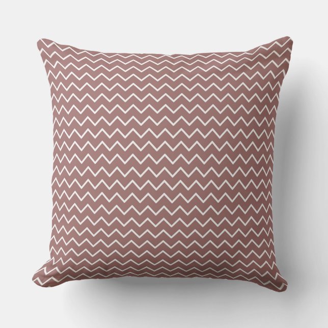 Rust Brown Polka Dot/Zig Zag Reversible Pillow Kussen (Voorkant)