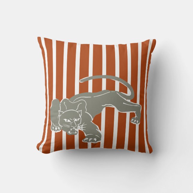 Rust Brown Safari Stripe Pillow met luipaard Kussen (Voorkant)