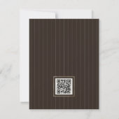 Rust Bruin Dun Streeppatroon Trouw QR Code RSVP Kaartje (Achterkant)