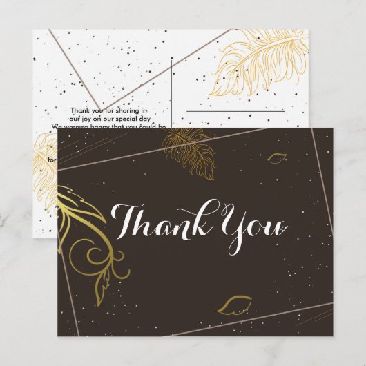 Rust bruin en wit Dank je Briefkaart (Voorkant / Achterkant)