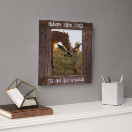 Rust bruin hout tekst bewerkbaar nephoto frame vierkante klok