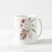 Rust Bruin Pampasgras Witte Orchideeën Monogram Koffiemok (Voorkant rechts)