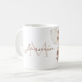 Rust Bruin Pampasgras Witte Orchideeën Monogram Koffiemok (Voorkant links)