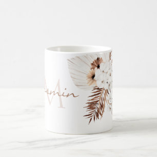 Rust Bruin Pampasgras Witte Orchideeën Monogram Koffiemok