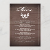 Rust bruine houten bruiloftsreceptie diner menu (Voorkant)