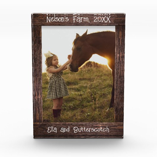 Rust Bruine Houten Tekst Bewerkbaar Nep Fotolijst Fotoblokken (Voorkant)
