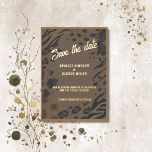 rust bruine wilde dier trouw save the date folie uitnodiging