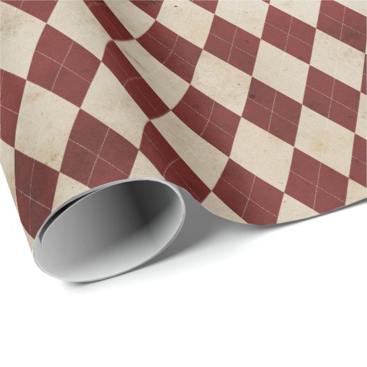 Rust burgundy argylepatroon cadeaupapier (Rol Hoek)