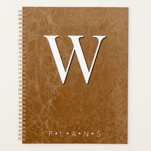 Rust Burnt Oranje Modern Marble Monogram Planner