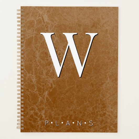 Rust Burnt Oranje Modern Marble Monogram Planner (Voorkant)