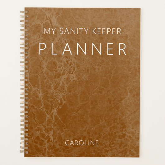 Rust Burnt Oranje Modern Marble Planner (Voorkant)