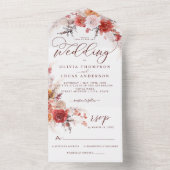 Rust Burnt Oranje Terracotta BOHO Wedding RSVP All In One Uitnodiging (Binnen)