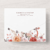 Rust Burnt Oranje Terracotta BOHO Wedding RSVP All In One Uitnodiging (Achterkant)