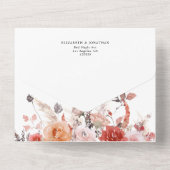 Rust Burnt Oranje Terracotta Wedding Details RSVP All In One Uitnodiging (Achterkant)