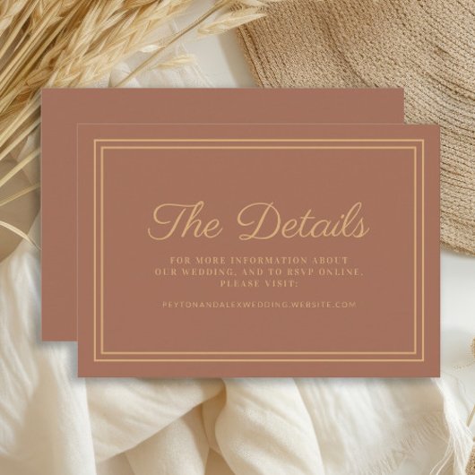 Rust Burnt Sinaasappel Wedding Details Informatiekaartje