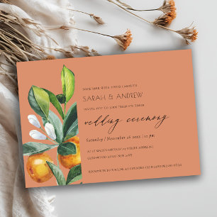 Rust Citrus Oranje Botanische Boho Wedding Invite Bedankkaart
