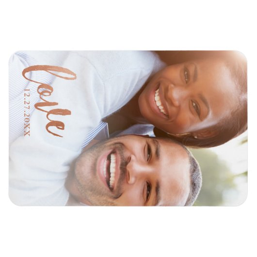 Rust Copper Love Calligraphy Script Romantic Photo Magneet (Horizontaal)