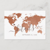 Rust Copper Wereldkaart Reizen Hotelinformatie Informatiekaartje (Voorkant)