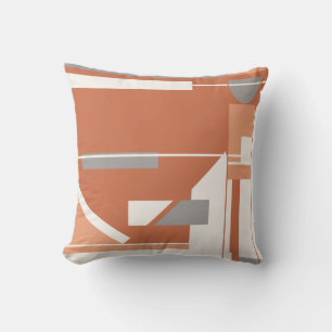 Rust Coral Grey White - Abstract geometrisch ontwe Kussen