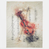 Rust Cream Black Waterverf Violin Sheet Music Fleece Deken (Voorkant)