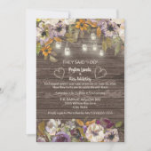 Rust Cream Floral Wood String Lights Elopement Kaart (Voorkant)