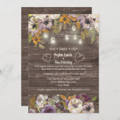 Rust Cream Floral Wood String Lights Elopement Kaart (Voorkant / Achterkant)