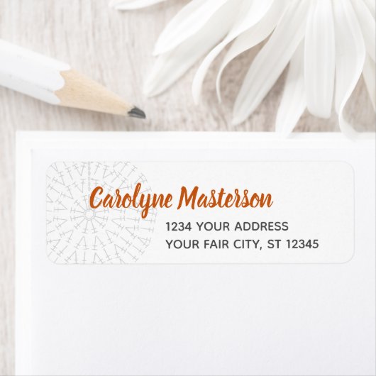 Rust Crochet Chart Return Label (Insitu)